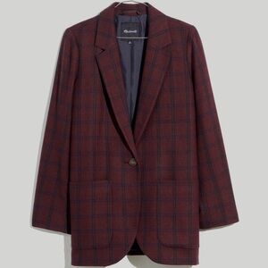 Madewell Larsen Blazer in Windowpane plaid spiced raisin color. Size 3X